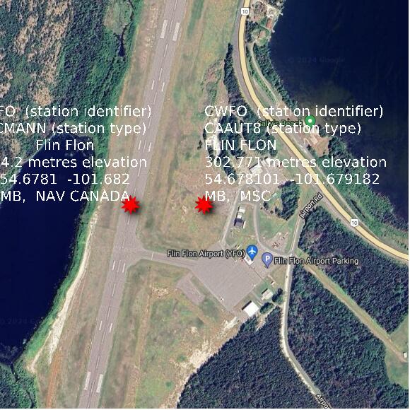 map at zoomlvl 1x1 kilometres for FLIN FLON