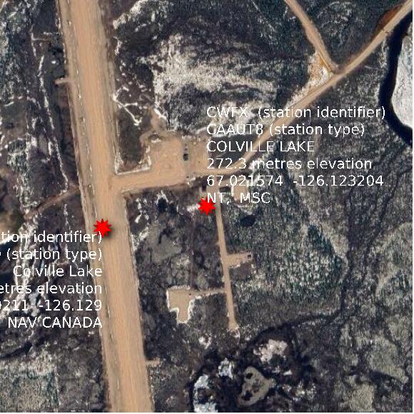 map at zoomlvl 1x1 kilometres for COLVILLE LAKE
