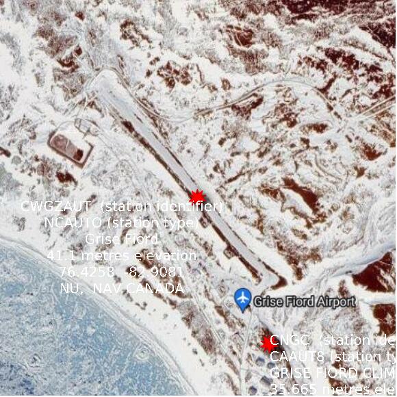 map at zoomlvl 1x1 kilometres for Grise Fiord