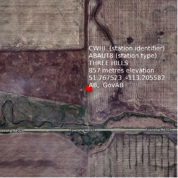 map at zoomlvl 1x1 kilometres for THREE HILLS