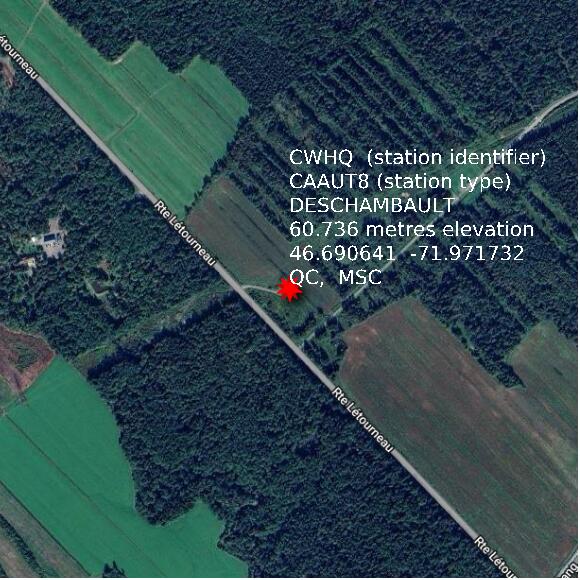 map at zoomlvl 1x1 kilometres for DESCHAMBAULT