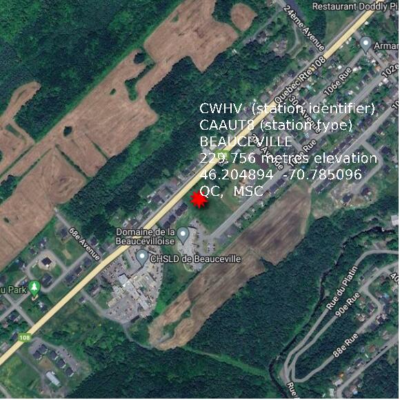 map at zoomlvl 1x1 kilometres for BEAUCEVILLE