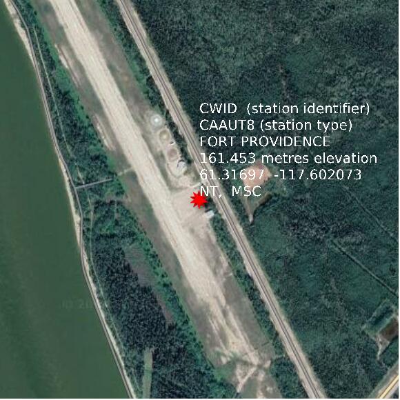 map at zoomlvl 1x1 kilometres for FORT PROVIDENCE