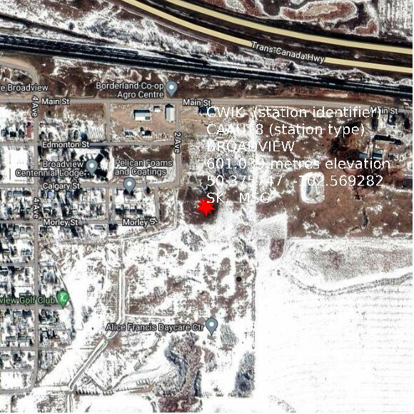 map at zoomlvl 1x1 kilometres for BROADVIEW