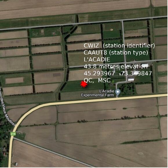 map at zoomlvl 1x1 kilometres for L'ACADIE