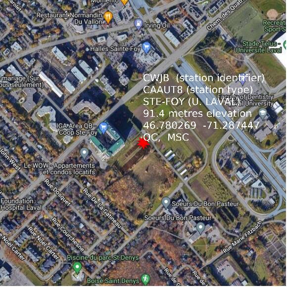 map at zoomlvl 1x1 kilometres for STE-FOY (U. LAVAL)