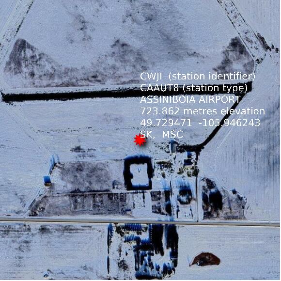 map at zoomlvl 1x1 kilometres for ASSINIBOIA AIRPORT