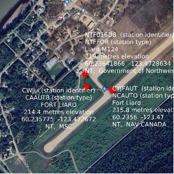 map at zoomlvl 1x1 kilometres for FORT LIARD