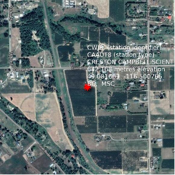 map at zoomlvl 1x1 kilometres for CRESTON CAMPBELL SCIENTIFIC