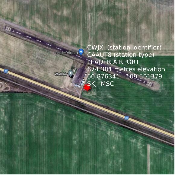 map at zoomlvl 1x1 kilometres for LEADER AIRPORT