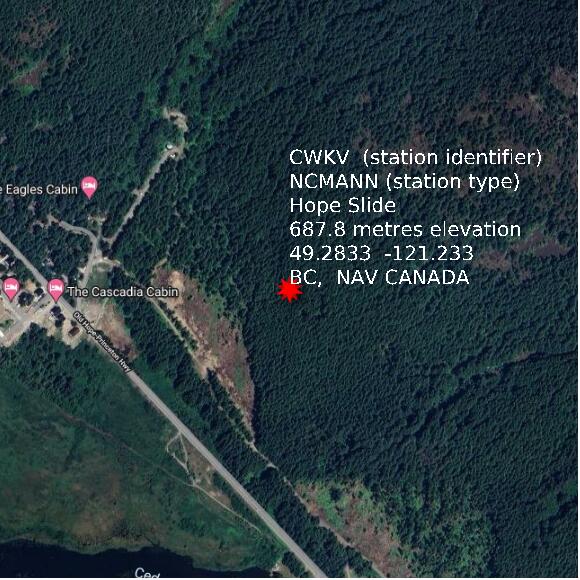map at zoomlvl 1x1 kilometres for Hope Slide