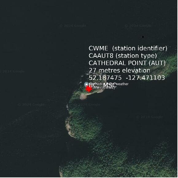 map at zoomlvl 1x1 kilometres for CATHEDRAL POINT (AUT)