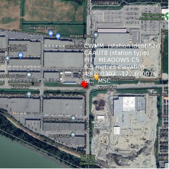 map at zoomlvl 1x1 kilometres for PITT MEADOWS CS