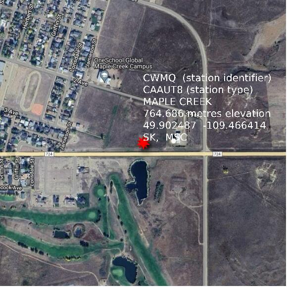 map at zoomlvl 1x1 kilometres for MAPLE CREEK