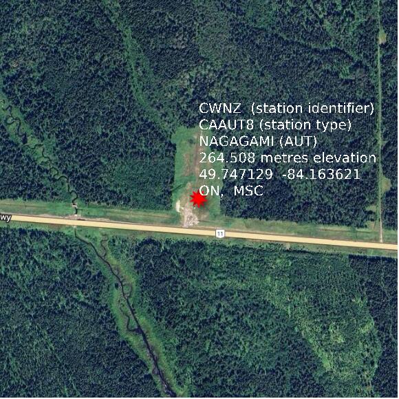 map at zoomlvl 1x1 kilometres for NAGAGAMI (AUT)