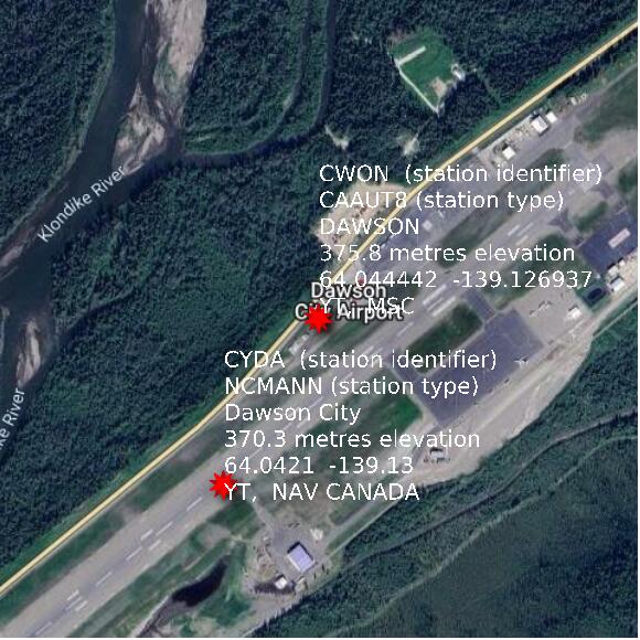 map at zoomlvl 1x1 kilometres for DAWSON