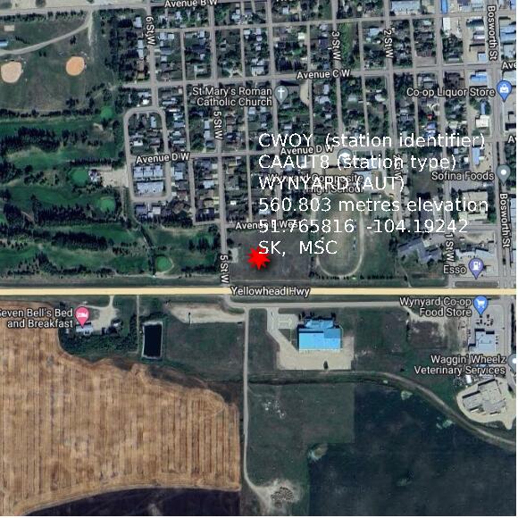 map at zoomlvl 1x1 kilometres for WYNYARD (AUT)