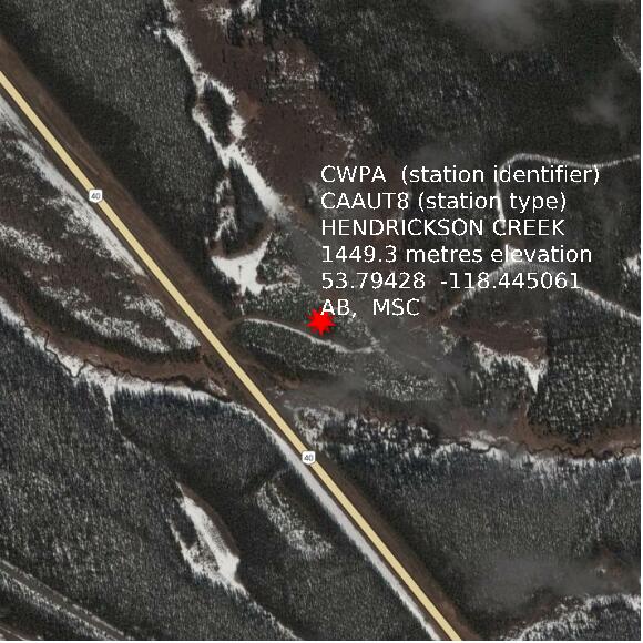 map at zoomlvl 1x1 kilometres for HENDRICKSON CREEK