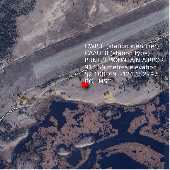 map at zoomlvl 1x1 kilometres for PUNTZI MOUNTAIN AIRPORT (AUT)