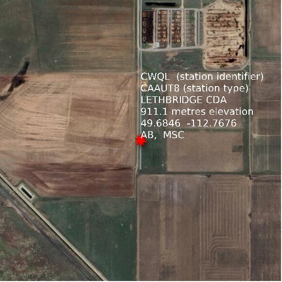 map at zoomlvl 1x1 kilometres for LETHBRIDGE CDA