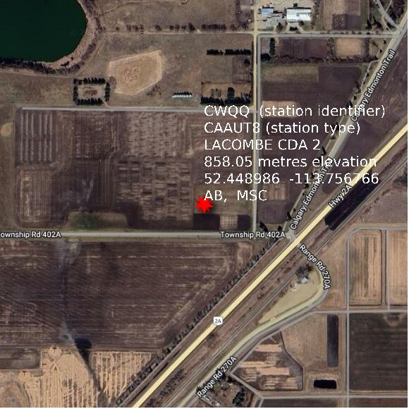 map at zoomlvl 1x1 kilometres for LACOMBE CDA 2