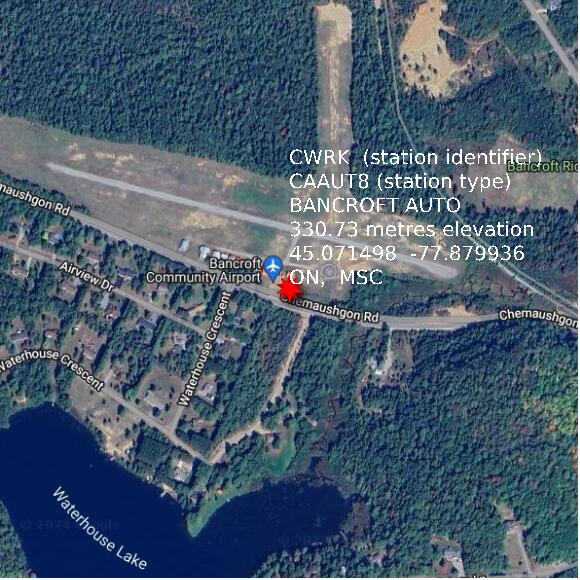 map at zoomlvl 1x1 kilometres for BANCROFT AUTO