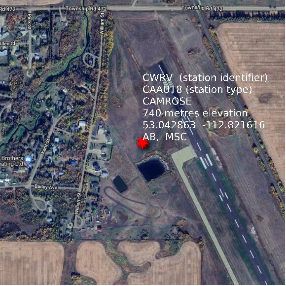 map at zoomlvl 1x1 kilometres for CAMROSE