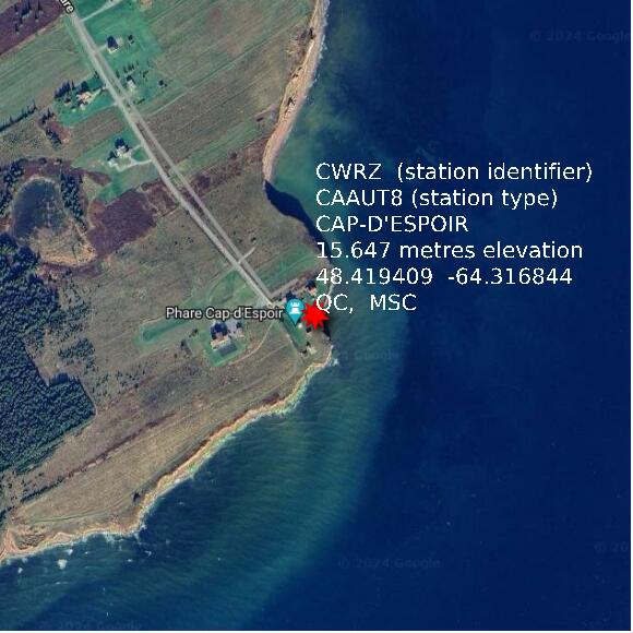 map at zoomlvl 1x1 kilometres for CAP-D'ESPOIR