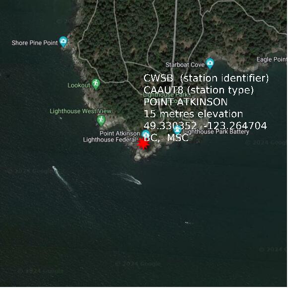 map at zoomlvl 1x1 kilometres for POINT ATKINSON