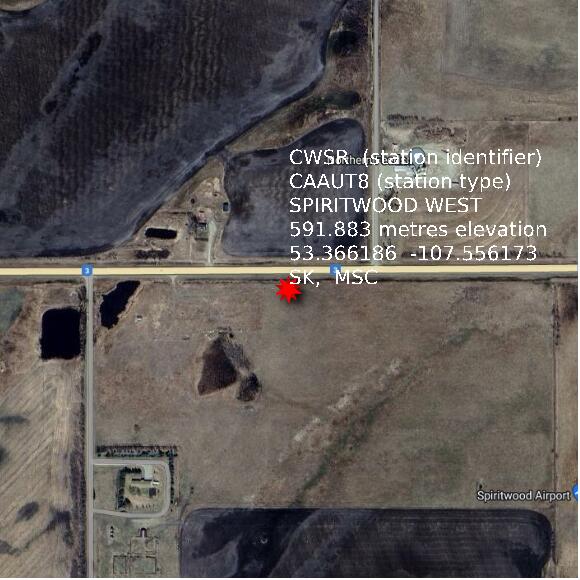 map at zoomlvl 1x1 kilometres for SPIRITWOOD WEST