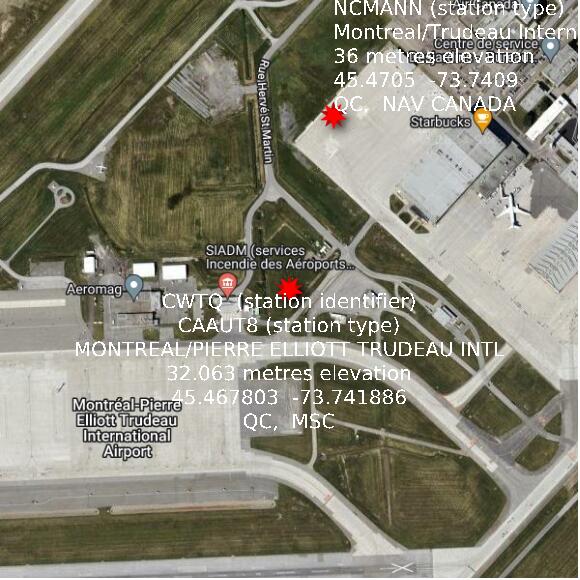 map at zoomlvl 1x1 kilometres for MONTREAL/PIERRE ELLIOTT TRUDEAU INTL