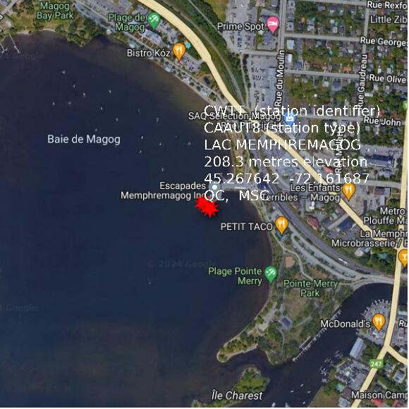 map at zoomlvl 1x1 kilometres for LAC MEMPHREMAGOG