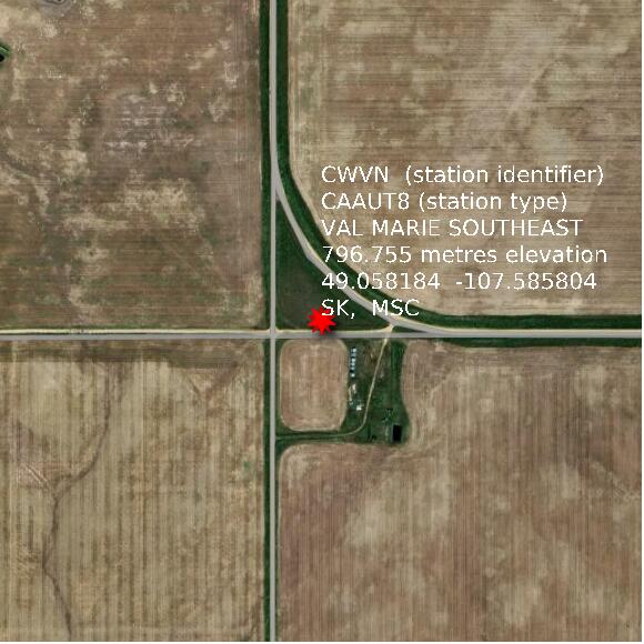 map at zoomlvl 1x1 kilometres for VAL MARIE SOUTHEAST