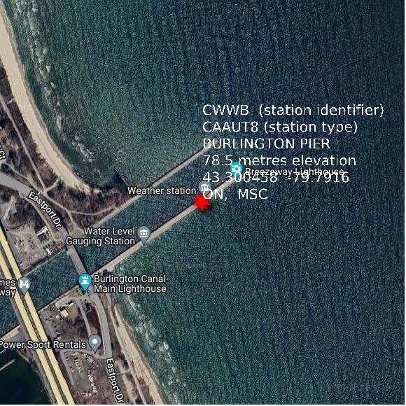 map at zoomlvl 1x1 kilometres for BURLINGTON PIER