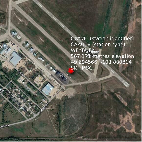 map at zoomlvl 1x1 kilometres for WEYBURN
