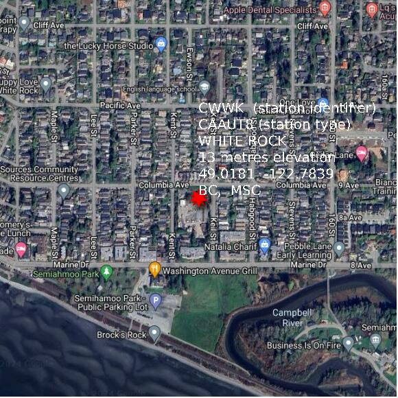 map at zoomlvl 1x1 kilometres for WHITE ROCK