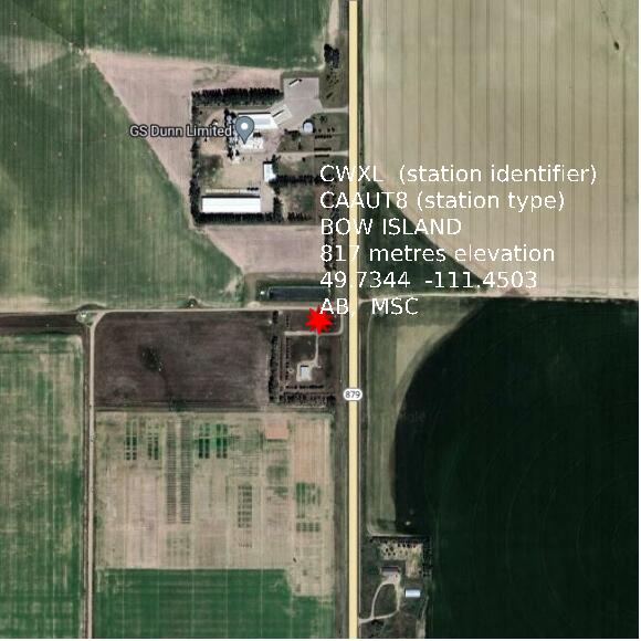 map at zoomlvl 1x1 kilometres for BOW ISLAND