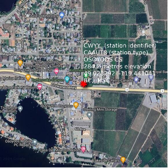 map at zoomlvl 1x1 kilometres for OSOYOOS CS