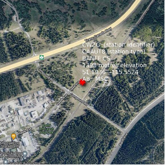 map at zoomlvl 1x1 kilometres for BANFF CS