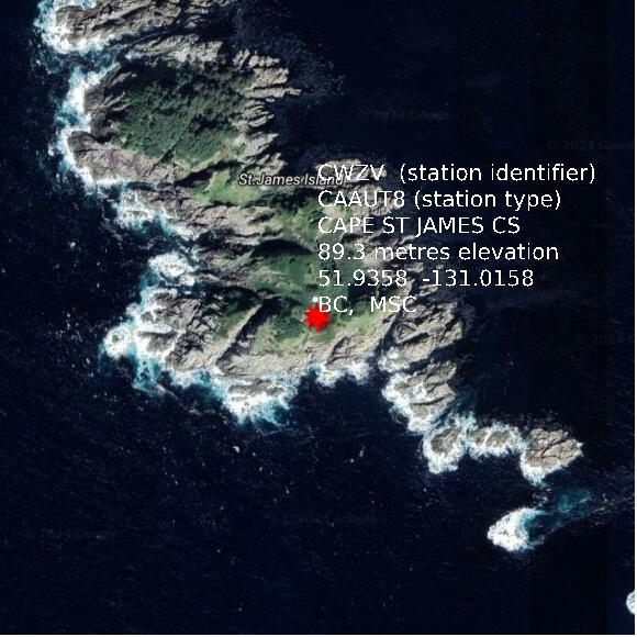 map at zoomlvl 1x1 kilometres for CAPE ST JAMES CS