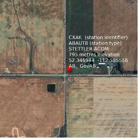 map at zoomlvl 1x1 kilometres for STETTLER AGDM