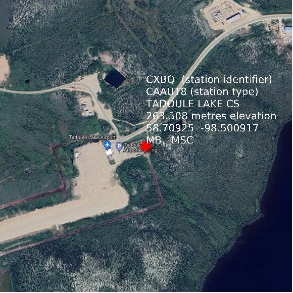 map at zoomlvl 1x1 kilometres for TADOULE LAKE CS