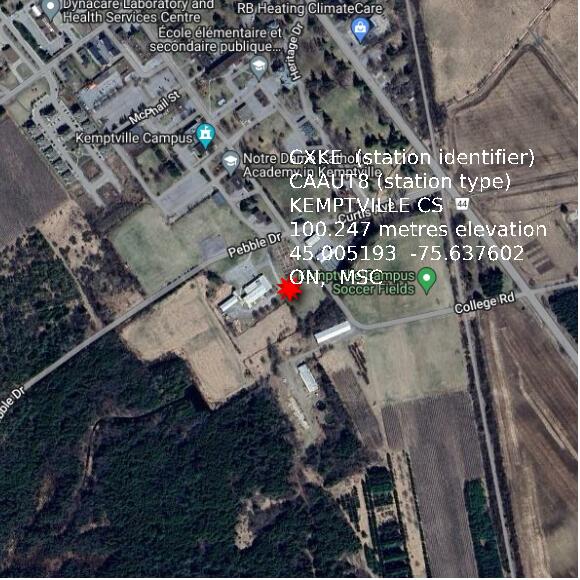 map at zoomlvl 1x1 kilometres for KEMPTVILLE CS