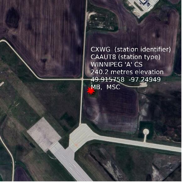map at zoomlvl 1x1 kilometres for WINNIPEG 'A' CS