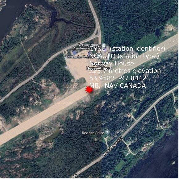 map at zoomlvl 1x1 kilometres for Norway House