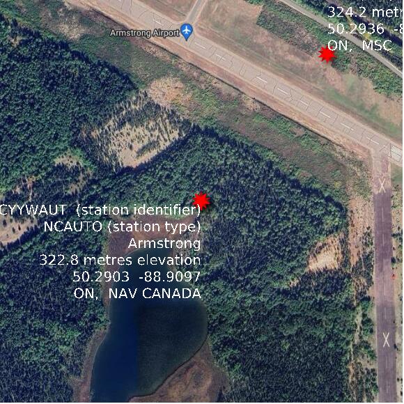 map at zoomlvl 1x1 kilometres for Armstrong