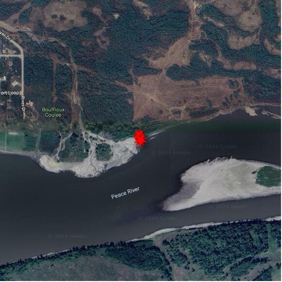map at zoomlvl 1x1 kilometres for PEACE RIVER ABOVE PINE RIVER (AUXILIARY GAUGE)