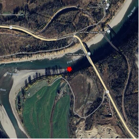 map at zoomlvl 1x1 kilometres for PINE RIVER AT EAST PINE