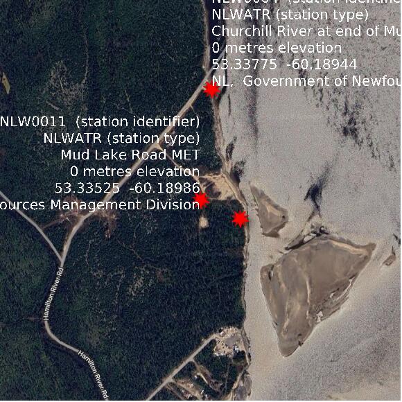 map at zoomlvl 1x1 kilometres for Mud Lake Road MET