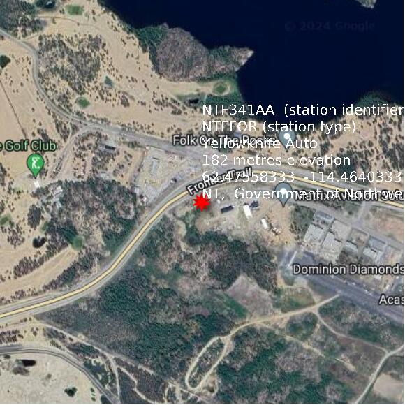 map at zoomlvl 1x1 kilometres for Yellowknife Auto